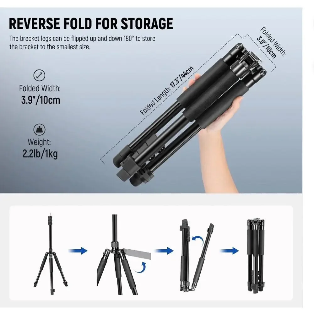Neewer ST195 Photography Light Stand 1.5-6.4ft Aluminum Reversible Studio Tripod